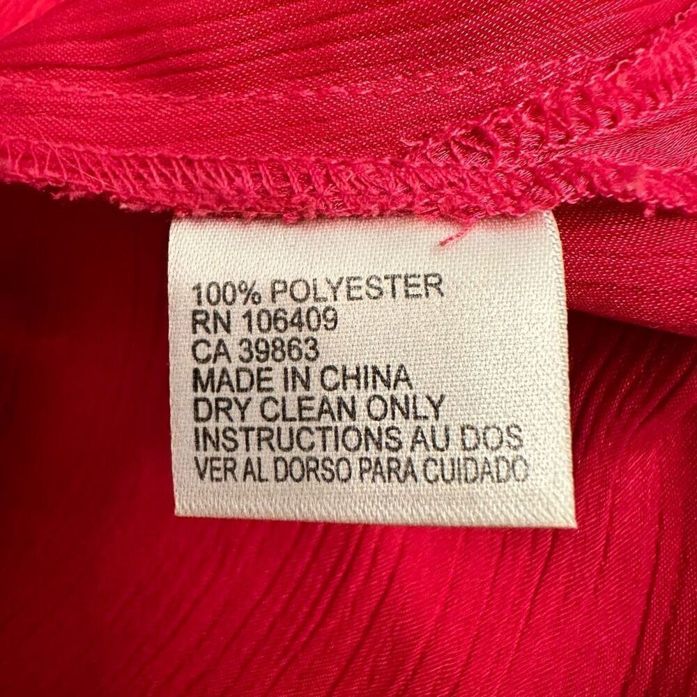 Tahari Arthur Levine 1/2 Button Ruffle Collar Crepe Sleeveless Blouse Red Small - Picture 4 of 4